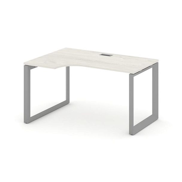 Style Project Next Стол рабочий эргономичный SN-59O.SPA-022(L) Дуб Наварра/Металл Серый/Серебро Заглушка 1580*800/980*750 - Вид 1
