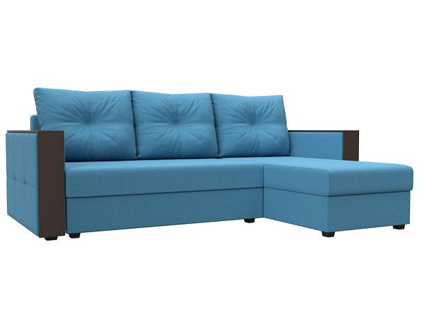 Диван угловой Валенсия Лайт правый угол Рогожка голубой - Вид 1