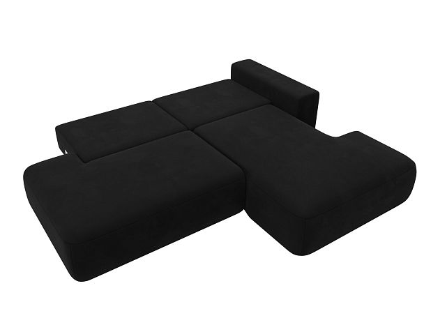 Диван угловой Лига-036 Модерн правый угол Микровельвет черный - Вид 2