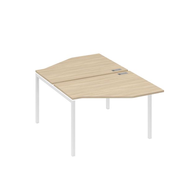 Рабочая станция каркас DUE (2х120) с эргономичными столами Техно A4 А4 Б2 186 БП дуб скандинавский / металлокаркас белый - Вид 1