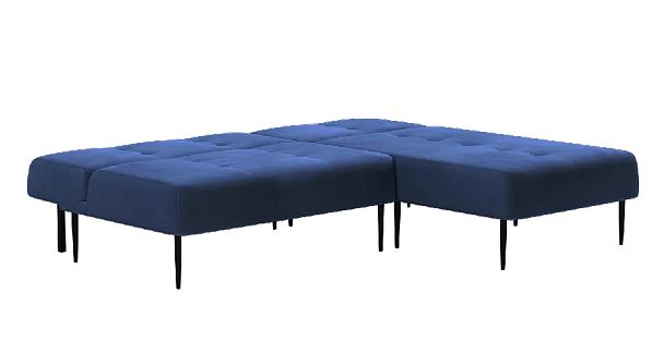 Monaco диван-кровать с шезлонгом, без подлокотников, бархат синий 29 - Вид 7
