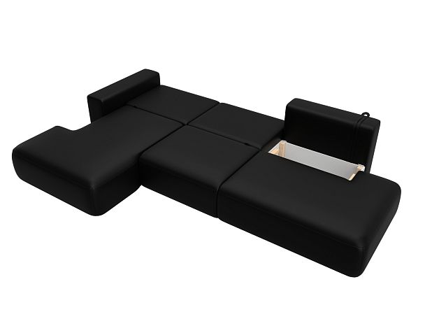 Диван угловой Лига-036 НПБ Модерн Лонг левый угол Экокожа черный - Вид 9