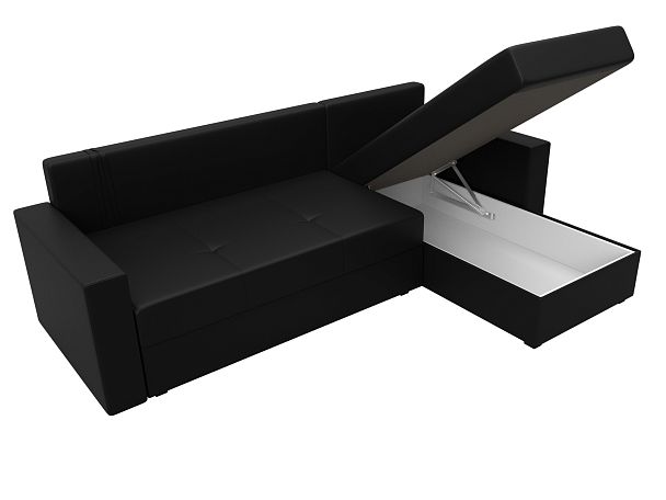 Диван угловой Верона Лайт угол правый (полностью экокожа черная) - Вид 9