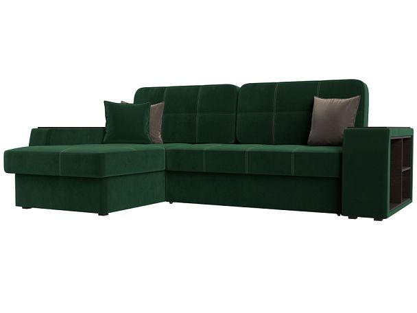Угловой диван Брюссель левый (полностью велюр зеленый) - Вид 1