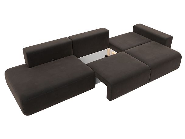 Диван прямой Лига-036 Модерн Лонг подлокотник справа Велюр коричневый - Вид 8