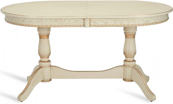 Стол деревянный раздвижной Барэнт 150(190)х90х76 Слоновая кость с золотой патиной - Вид 2