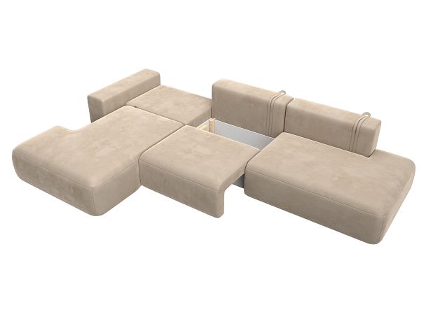 Диван угловой Лига-036 Модерн Лонг левый угол Велюр бежевый - Вид 8