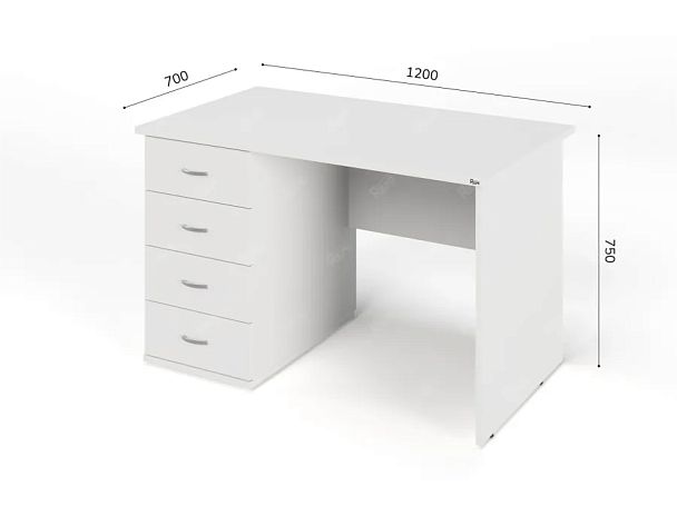 ЛАЙТ / LIGHT RLG008-12x7L Однотумбовый стол 120x70x75 Белый - Вид 2