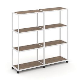 Shelf Mobile Стеллаж 4 уровня 2 секции VR.LT-STK-411.06 Дуб Аризона/Металл Белый 1170*400*1523 - Фото предпросмотра