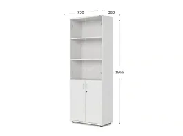 UNITY РШКС-02 БЕЛЫЙ Шкаф со стеклянными дверьми Прямой 730x380x1966 - Фото предпросмотра