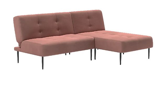 Monaco диван-кровать с шезлонгом, без подлокотников, бархат пудровый 15 - Вид 2