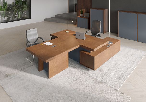 Стол письменный с тумбами, Concept 220x204x76 дуб капучино - Вид 6