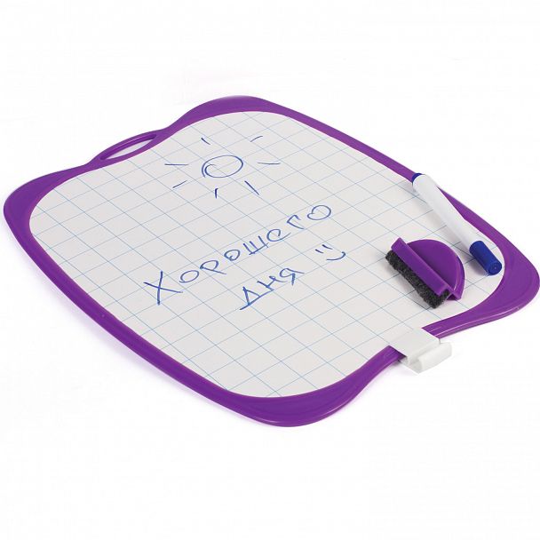 Доска двусторонняя маркерная A4 190х270 мм, БЕЛАЯ/КЛЕТКА, с маркером и стирателем, ЮНЛАНДИЯ, 236898 - Вид 7