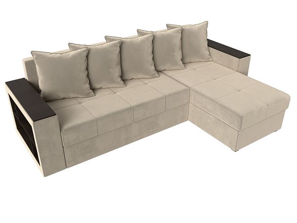 Диван угловой Дубай Лайт угол правый (полностью микровельвет бежевый) - Вид 5