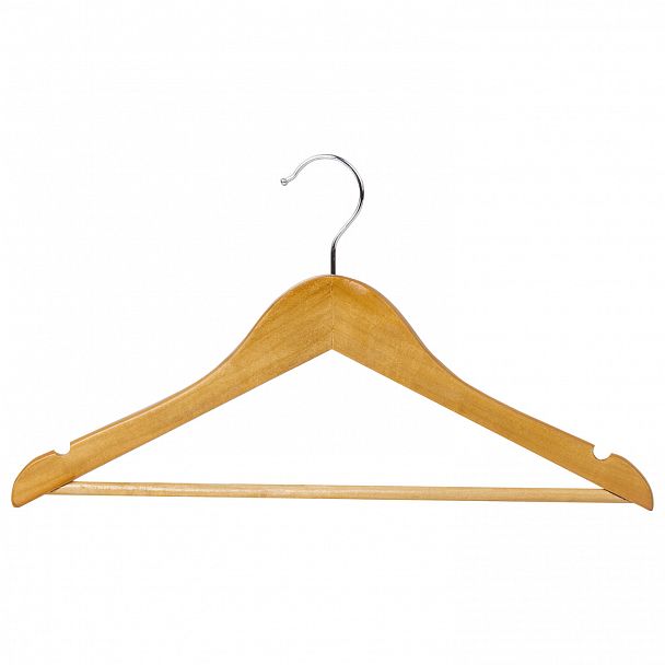 Вешалки-плечики, размер 36-40, МАЛЫЙ РАЗМЕР, КОМПЛЕКТ 5 шт., деревянные, перекладина, цвет сосна, BRABIX "Стандарт", 601160 - Вид 6
