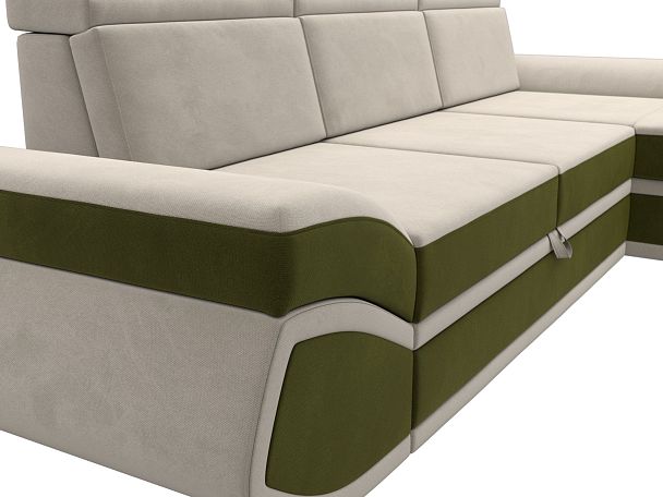 Диван угловой Лига-032 правый угол Микровельвет бежевый - Вид 4