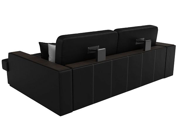 Угловой диван Брюссель правый (полностью экокожа черная) - Вид 6