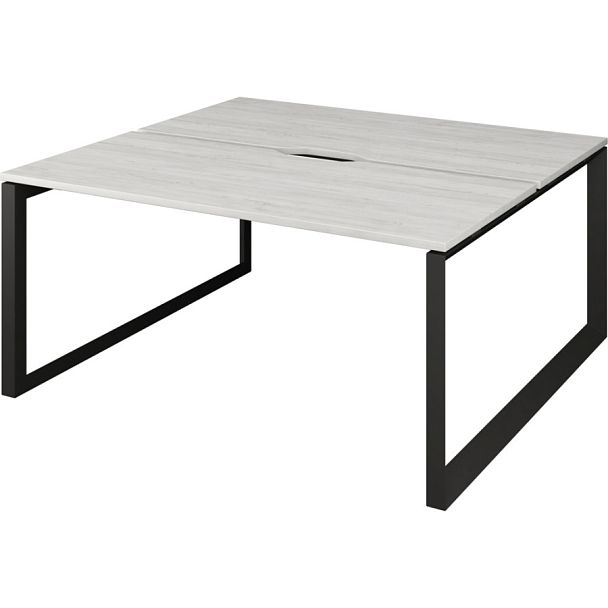 Бенч двойной на 2 рабочих места на металлокаркасе НТМП.О.Б2-120 Сосна винтер/Антрацит 1200x1496x750 Аргентум-МП - Вид 1