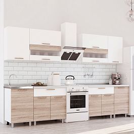 Кухня 2,4м "Айсбери" белый/сонома - Фото предпросмотра