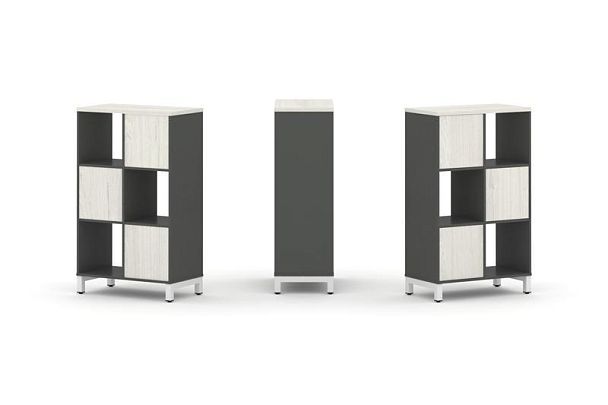 Стайл Проджект Набор стеллажа 1 сторон., 3 яр. SN.NS-321 Антрацит/Дуб Наварра/Металл Белый 754*400*1 - Вид 1