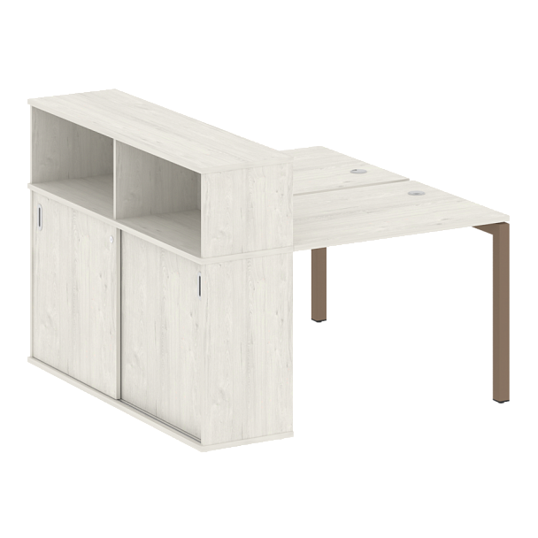 Metal System Quattro Р. ст. с шкафом-купе на П-образном м/к 50БП.РС-СШК-2.1 Т Дуб наварра/Мокко металл 1410*1475*1098 - Вид 1