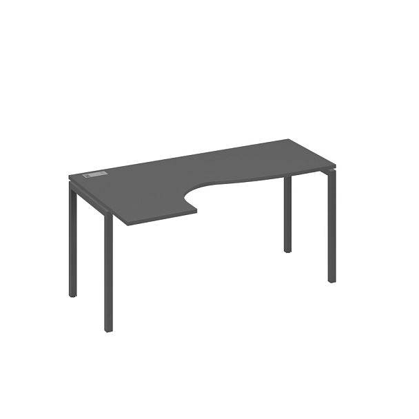 Стол эргономичный левый "Классика" на металлокаркасе DUE A4 А4 Б2 035 БП антрацит премиум / металлокаркас антрацит - Вид 1