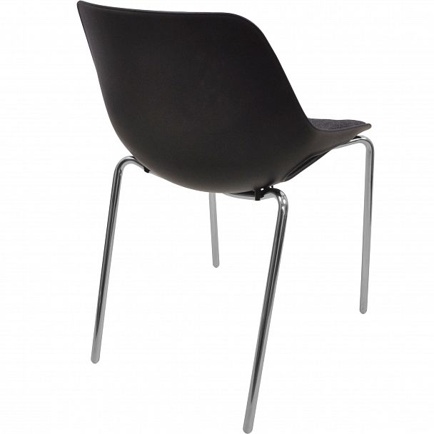 Стул Q5 c мягким сиденьем (4 ножки) каркас хром, черный, стопируемый - Вид 2