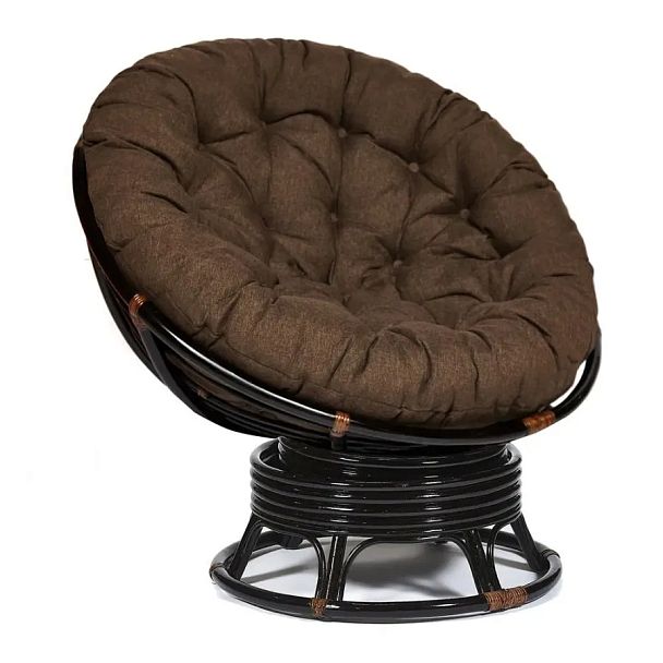 Кресло-качалка Папасан/Papasan (W 23/01 B) /с подушкой/Antique brown (античный черно-коричневый) - Вид 1