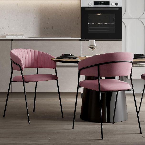 Стул Kelly с подлокотниками, бархат пудровый 15 - Вид 4