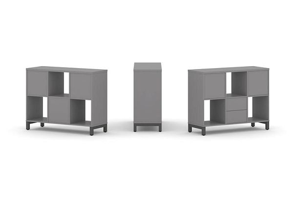 Стайл Проджект Набор стеллажа одностороннего, 2 яруса SN.NS-231 Серый Пепел/Металл Антрацит 1121*400 - Вид 1