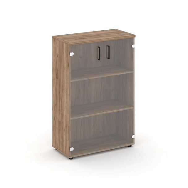 Стайл Проджект Шкаф средний широкий SN.STS-205 Дуб Табак/Прозрачный/Черный Ручки 796*400*1203 - Вид 1