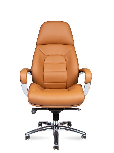 Кресло офисное / Porsche / светло-коричневая кожа/ алюминий крестовина - Вид 2