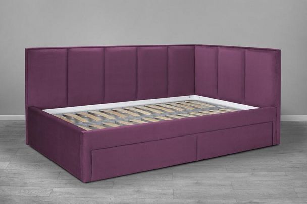 Кровать «Лайф с ящиками», 1200 темно-розовая - Вид 1