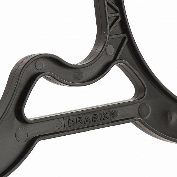 Вешалка-плечики, размер 46-50, пластик, плоская, перекладина, крючки для бретелей, черный, BRABIX, 601654 - Вид 4