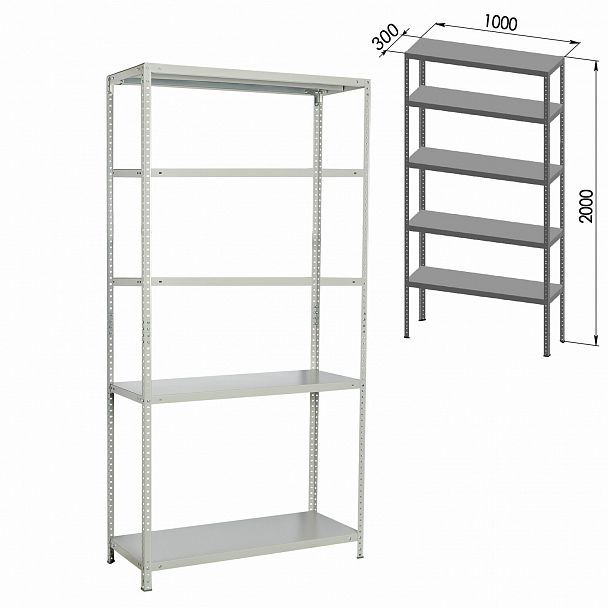 Стеллаж металлический BRABIX "MS Plus-200/30-5", 2000х1000х300 мм, 5 полок, регулируемые опоры, 291108, S241BR163502 - Вид 3