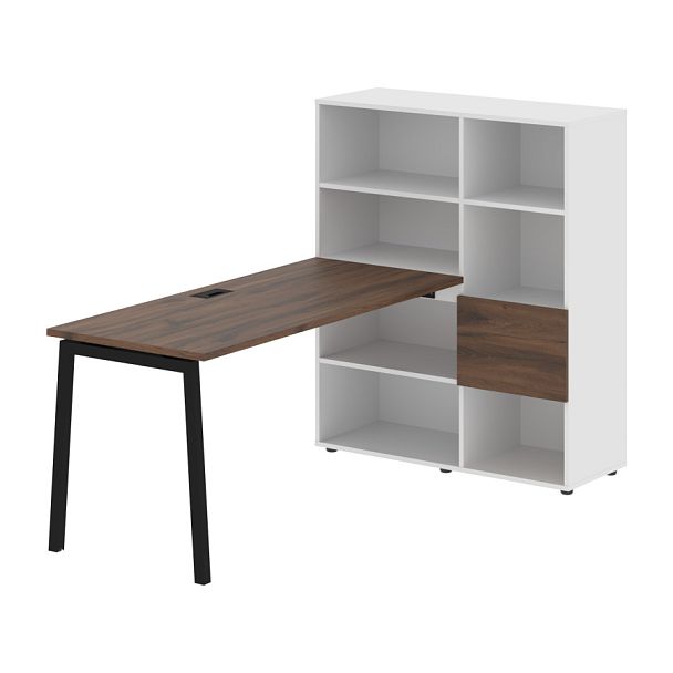 Стол-стеллаж ELRST 1115 Дуб Денвер тёмный/Черный/Белый 1990х1120х1355 EDIS - Вид 1