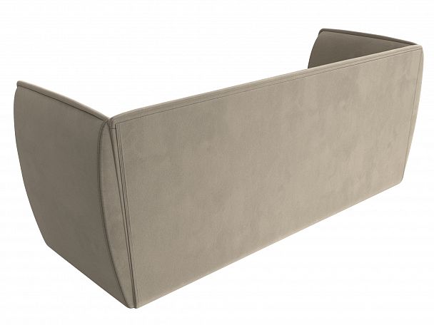 Прямой диван Бергамо 3-х местный (полностью микровельвет бежевый) - Вид 6