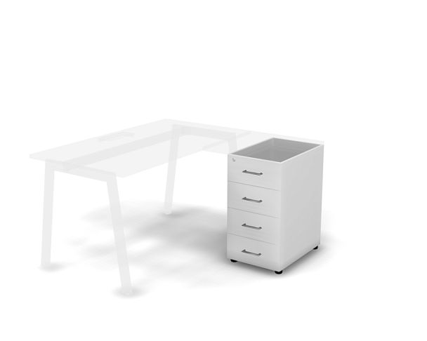 MATRIX 121T001 Тумба приставная 4 ящика без топа 400х585х750 Белый - Вид 1