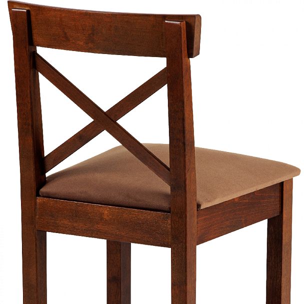 Комплект деревянных полубарных стульев с мягким сиденьем Бергольф Темный орех/Коричневый велюр, 3 шт. - Вид 9