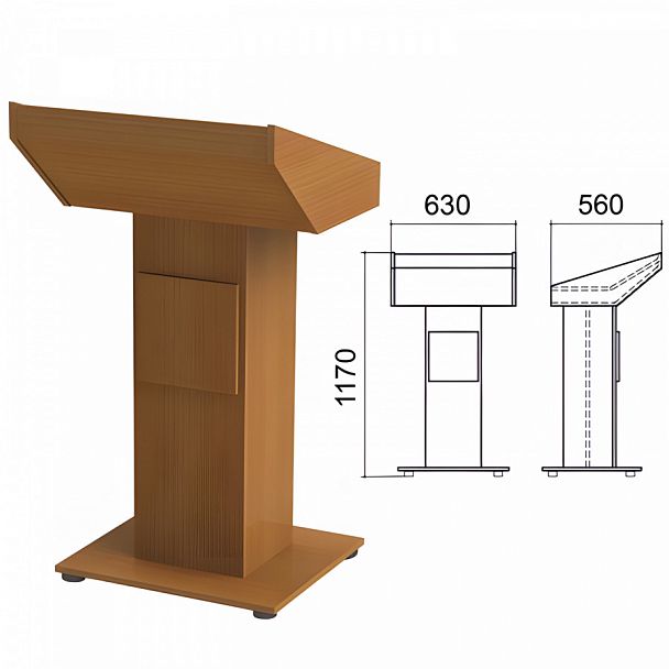Трибуна напольная "Монолит", 630х560х1170 мм, цвет орех гварнери, ТЛ03.3 - Вид 1