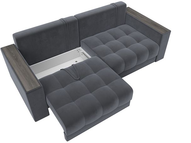 Диван прямой с декором Лига-049 НПБ Велюр серый - Вид 7