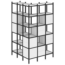 Loft Угловой внешний стеллаж наборный VR.L-53 Белый бриллиант/Чёрный металл 1278*1278*2280 - Фото предпросмотра