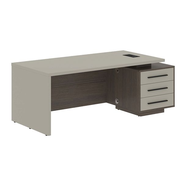 Стол руководителя с тумбой VCT 2090(R) Аметист/Черный матовый/Дуб Сильвер 2000х900х750 VELION - Вид 1