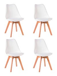 Набор 4 шт Стул обеденный DOBRIN JERRY SOFT (ножки светлый бук, цвет сиденья белый (W-02)) - Фото предпросмотра