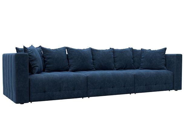 Диван прямой Лига-052 НПБ Лонг Велюр синий - Вид 1
