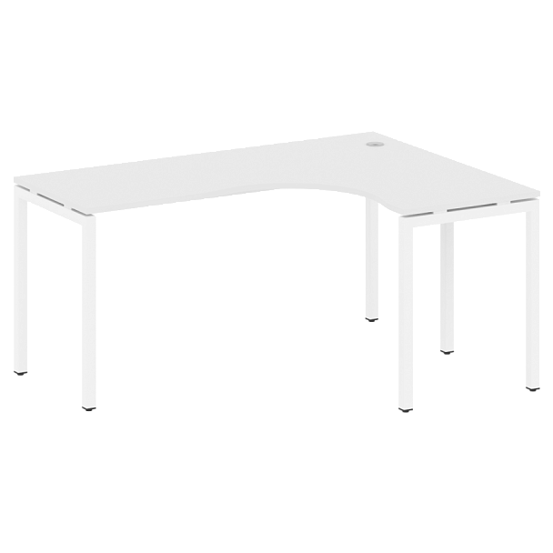 Metal System Quattro Стол криволинейный правый на П-образном м/к 40БП.СА-4 (R) Белый/Белый металл 1600*1200*750 - Вид 1