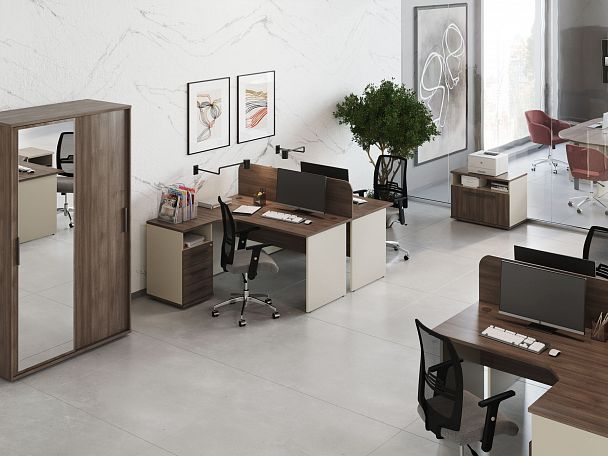 Бенч-система две столешницы New Line 150x146,6x75 дуб шамони светлый - Вид 7