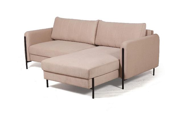 Barcelona диван-кровать с шезлонгом, велюр бежевый - Вид 13