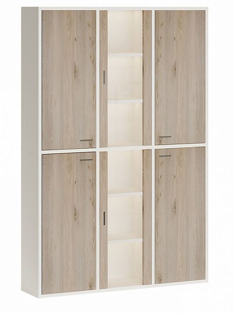 Шкаф-витрина Домино СУ(ш3в2)+4ФГ+2ФС Белый/Нельсон - Вид 1