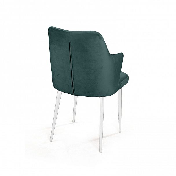 Стул с подлокотниками Hunt ромб, бархат зеленый 19 / белый конус - Вид 4